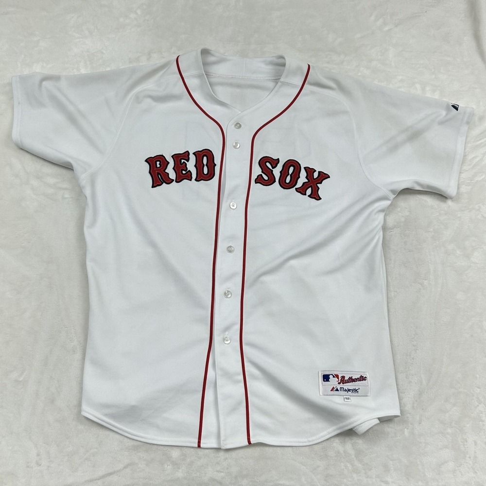 Majestic Baseball Jersey Mens 52 White Red Sox Authentic Collection Button Front